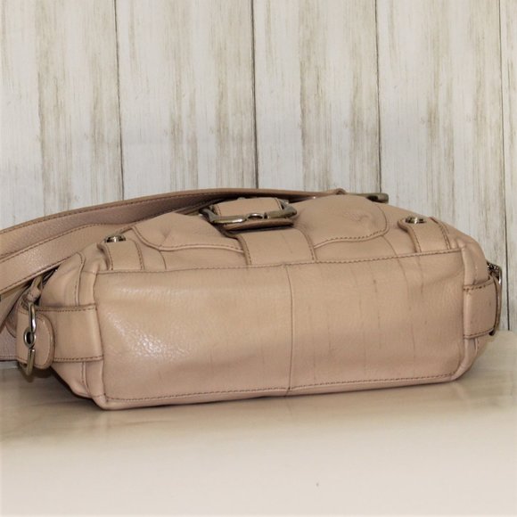 B. Makowsky Beige Leather Satchel/Shoulder Bag - Picture 6 of 12